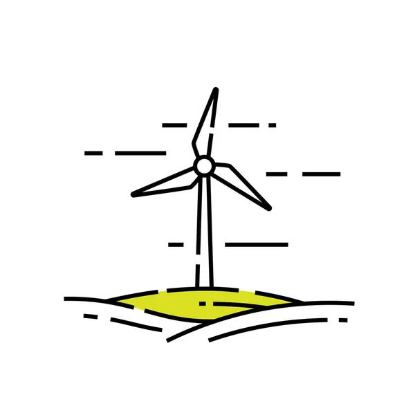 Vindturbin Linje Ikon Symbol För Förnybar Energi Grön Teknik Grafik — Stock vektor