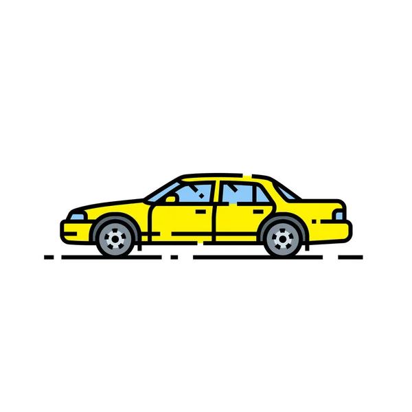 Gelbes Liniensymbol Kfz Kennzeichen Taxi Symbol Vektorillustration — Stockvektor