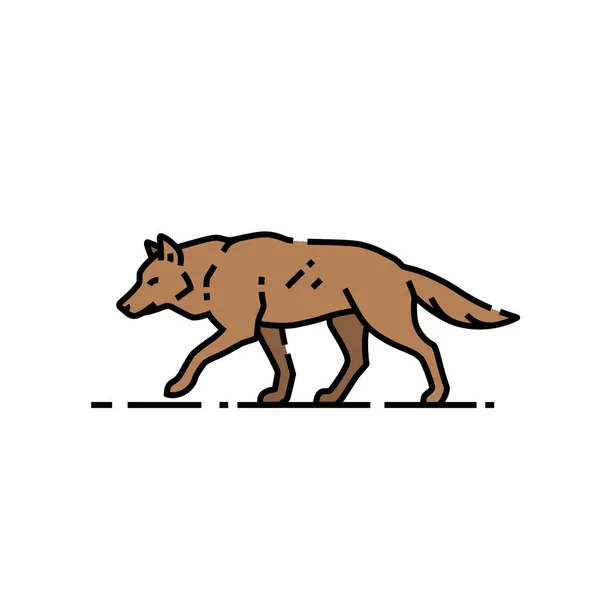 Icono Línea Wolf Símbolo Canino Salvaje Ilustración Vectorial — Vector de stock