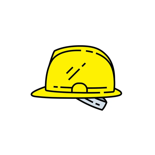 Bezpečnostní Ikona Čáře Přilby Žlutý Tvrdý Klobouk Vektorová Ilustrace — Stockový vektor