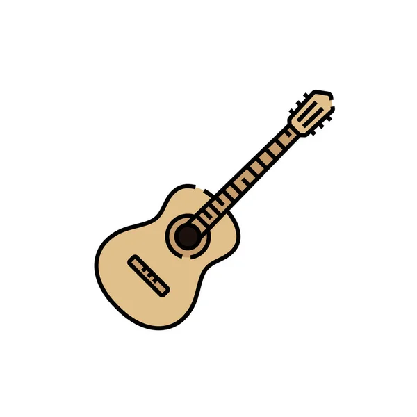 Ícone Linha Guitarra Acústica Símbolo Clássico Guitarra Espanhola Sinal Instrumento — Vetor de Stock