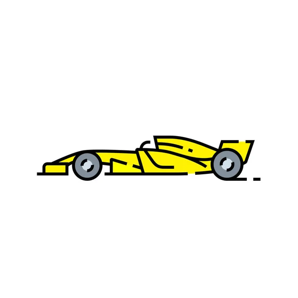 Rennwagen Ikone Motorsportfahrzeug Symbol Gelbes Rennwagen Schild Vektorillustration — Stockvektor