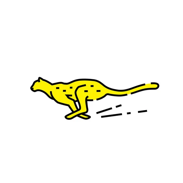 Cheetah Lijn Icoon Snel Running Afrikaanse Wilde Kat Symbool Safari — Stockvector