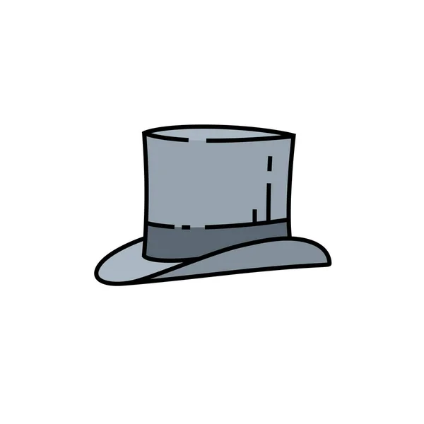 Top Hat Line Icon Retro Mens Headwear Fashion Symbol Vintage — Stock Vector