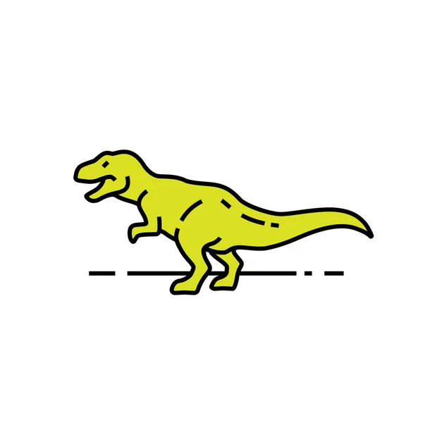 Rex Çizgi Simgesi Tyrannosaurus Rex Sembolü Yeşil Jurassic Dinozor Işareti — Stok Vektör