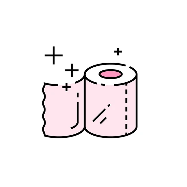 Papier Lijn Icoon Badkamer Hygiëne Weefsel Symbool Roze Sanitaire Roll — Stockvector