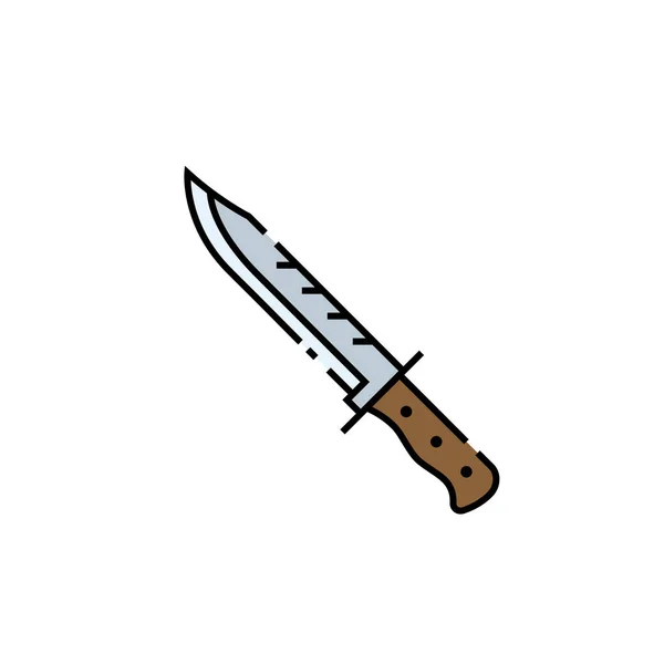 Survival Knife Line Icon Hunting Dagger Symbol Vector Illustration — Stock Vector