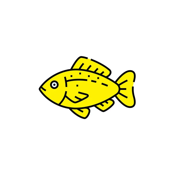 Yellow Fish Line Icon Marine Sea Life Symbol Vector Illustration — Stock Vector