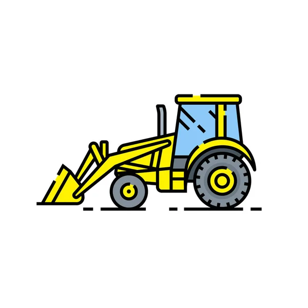 Gelbe Planierraupe Linie Symbol Bauwagen Symbol Vektorillustration Stockvektor