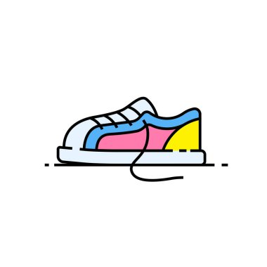 Renkli Sneaker hattı simgesi. Çocuk ayakkabısı sembolü. Ayakkabı işareti. Vektör Illustration.