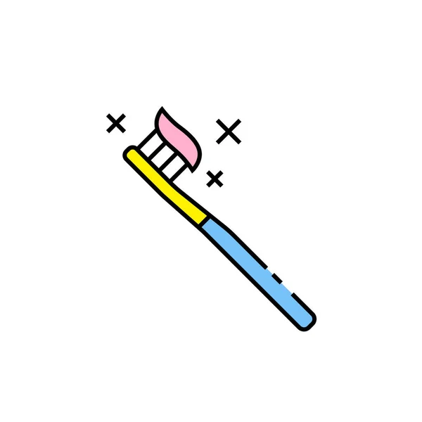 Icône Ligne Brosse Dents Symbole Brosse Dentaire Coloré Signe Hygiène — Image vectorielle