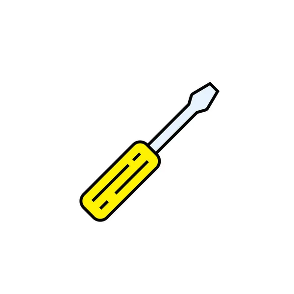 Screwdriver Line Icon Yellow Tool Symbol Service Repair Sign Vector — Stock Vector