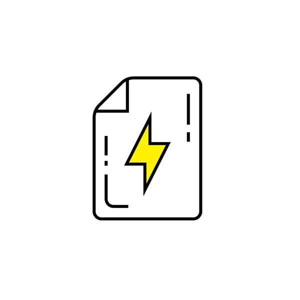 Icono Línea Página Flash Símbolo Archivo Informático Firma Documento Papel — Vector de stock