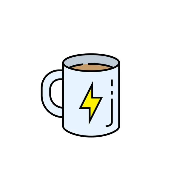 Caffeine Line Icon Coffee Mug Symbol Fresh Start Hot Energy — Stock Vector