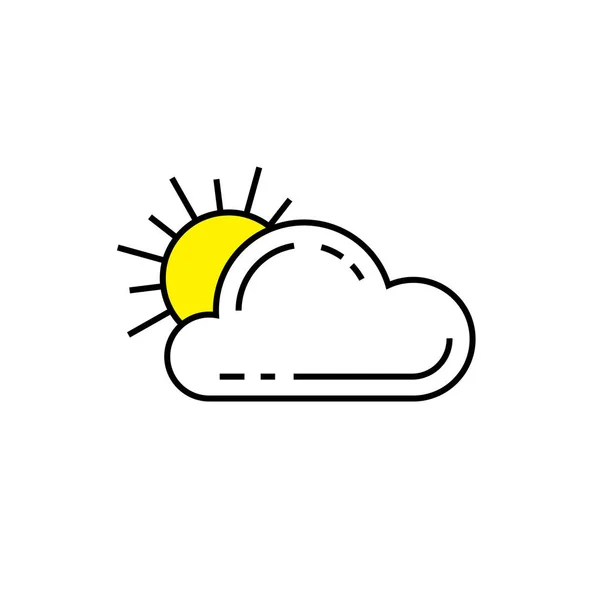 Ícone Linha Nuvem Solar Símbolo Meteorológico Parcialmente Nublado Ilustração Vetorial — Vetor de Stock