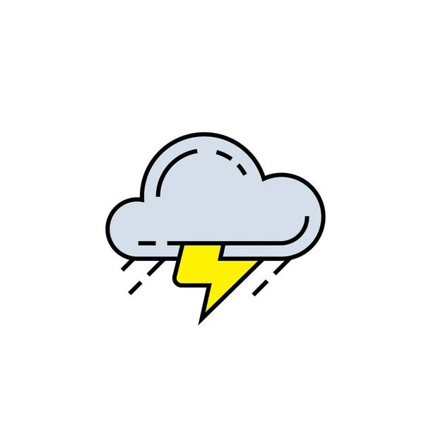 Ikona Linii Chmury Thunderstorm Błyskawica Znak Deszczu Pogoda Symbol Burzy — Wektor stockowy