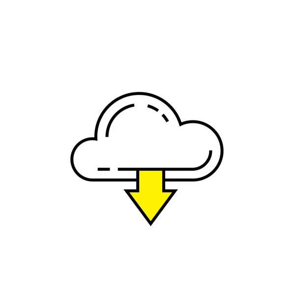 Icône Ligne Téléchargement Cloud Symbole Importation Internet Réseau Virtuel Signal — Image vectorielle