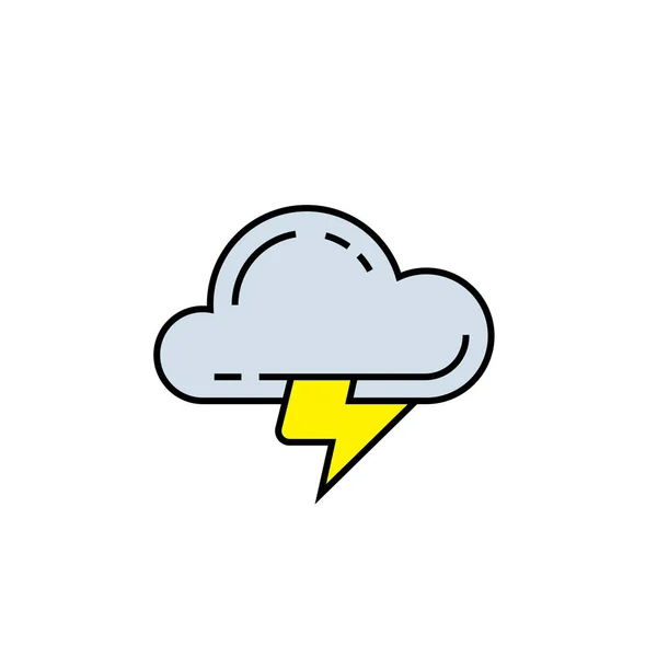 Cloud Lightning Line Icon Light Bolt Weather Symbol Electric Storm — Stock Vector