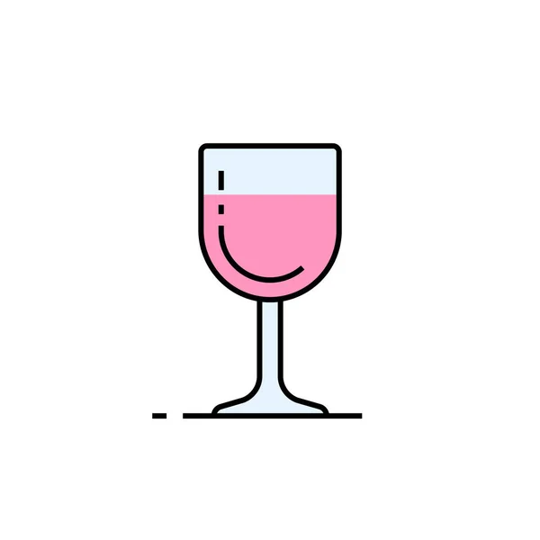 Wine Glass Line Icon Pink Wineglass Symbol Vector Illustration — Stock Vector