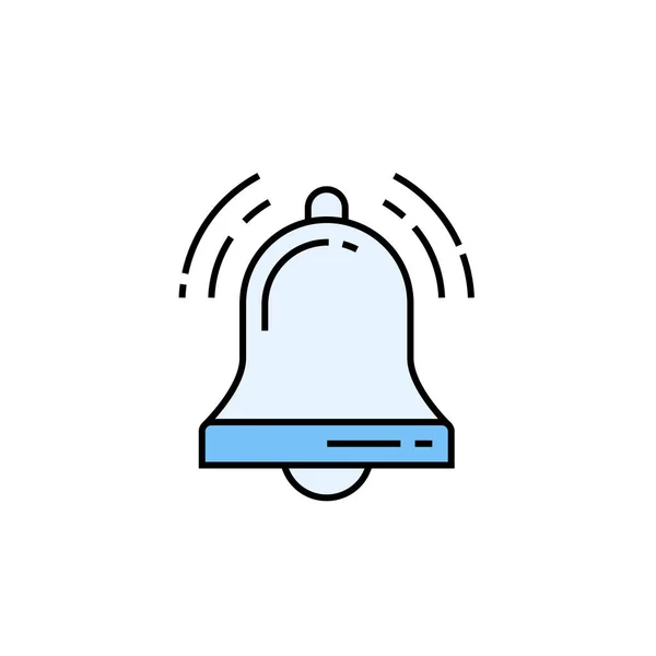 Ícone Linha Bell Símbolo Anel Notificação Sinal Alarme Tocar Ilustração — Vetor de Stock