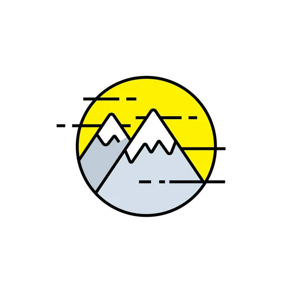 Mountain Line Icon Snowcap Mountains Symbol Outdoor Nature Sign Vector — Stock Vector