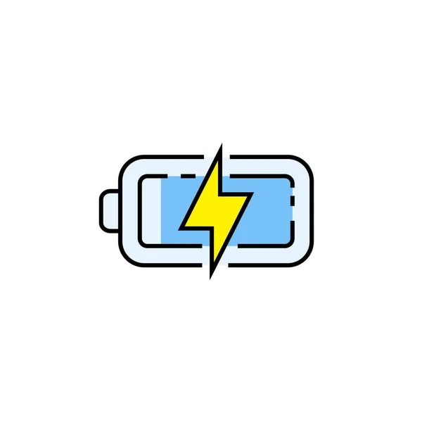 Battery Line Icon Electrical Charge Symbol Recharge Sign Vector Illustration — Stock Vector