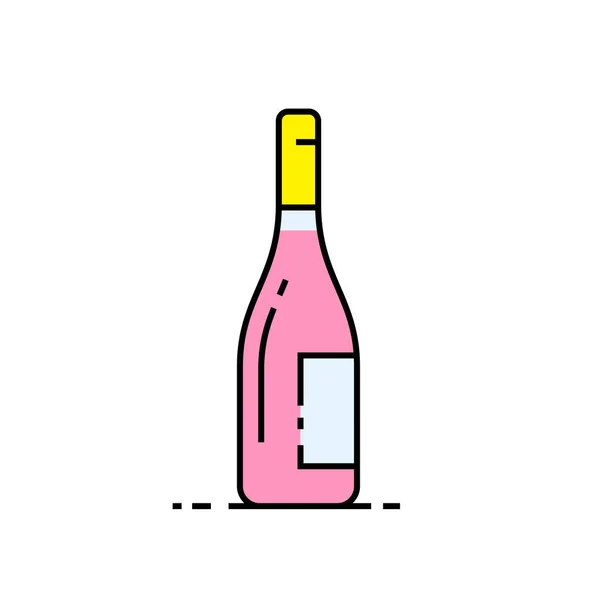 Weinflaschenzeilen Symbol Symbol Für Alkoholische Getränke Schnapsschild Vektorillustration — Stockvektor