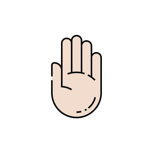 Hand Line Icon Stop Gesture Symbol Vector Illustration — Stock Vector