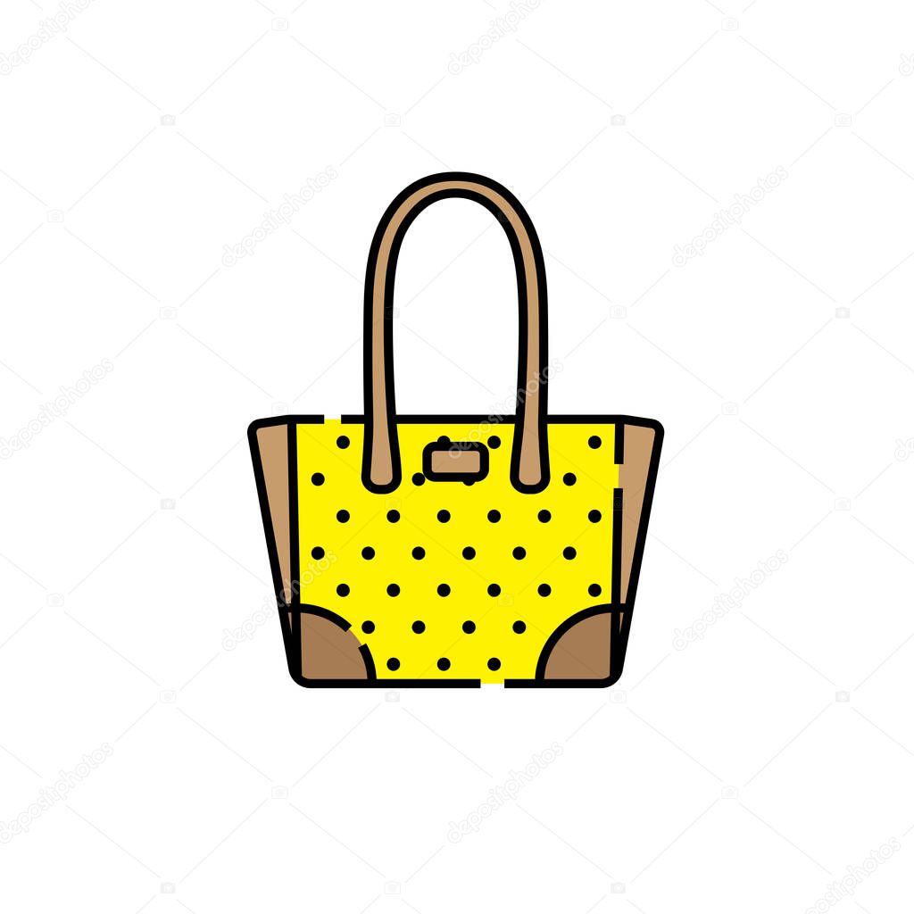 Handbag line icon. Tote bag symbol. Polka dot purse sign. Vector illustration.