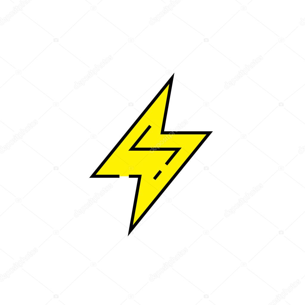 Electric bolt line icon. Electricity symbol. Yellow electrical charge sign. Vector illustration.