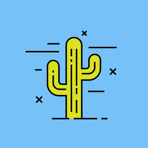 Cactus Line Icon Cactus Verde Símbolo Signo Planta Espinosa Ilustración — Vector de stock
