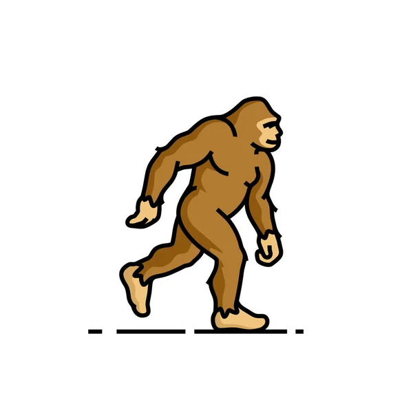 Bigfoot Line Ikone Sasquatch Symbol Yeti Zeichen Vektorillustration Vektorgrafiken