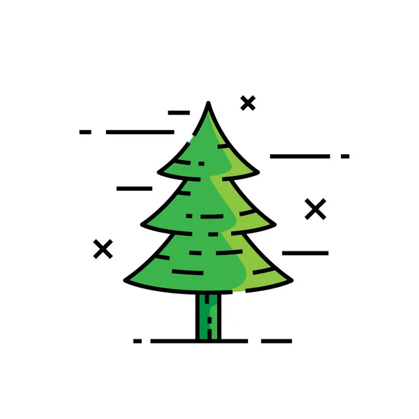 Pine Tree Linje Ikon Barr Träds Symbol Vintergröna Cederträ Tecken — Stock vektor