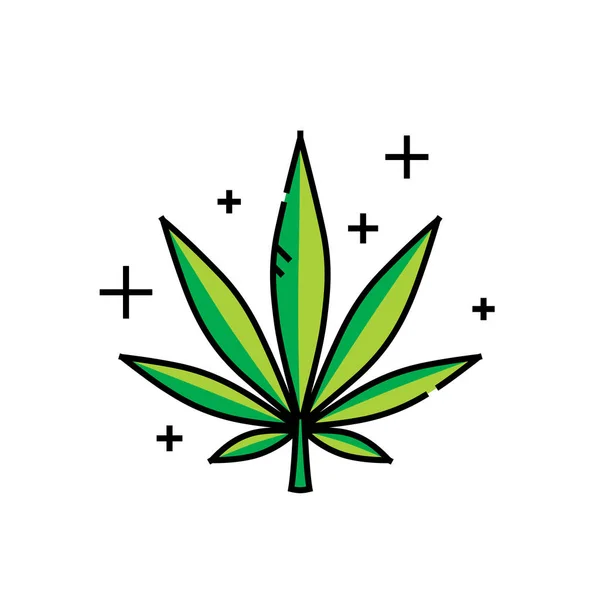 Cannabis Leaf Lijn Icoon Marihuana Symbool Hennepplant Teken Vector Illustratie — Stockvector