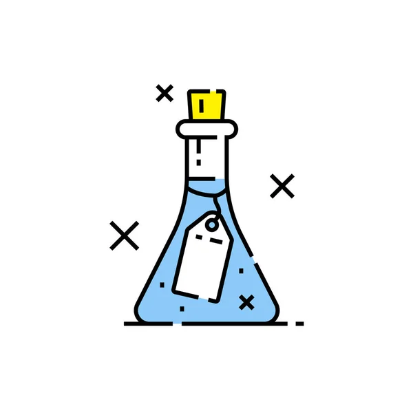 Science Lab Kolf Lijn Pictogram Conische Laboratorium Glazen Fles Symbool — Stockvector