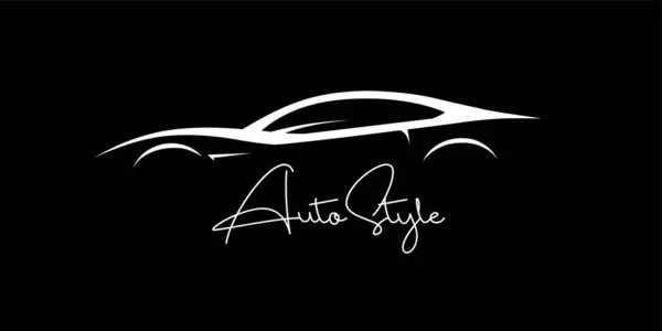Auto Style Sport Autó Sziluett Szuperautó Bemutatóterem Embléma Design Teljesítmény — Stock Vector
