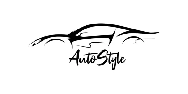 Auto Style Silhouette Auto Sportive Supercar Design Emblema Showroom Design — Vettoriale Stock