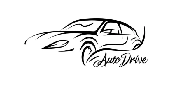 Auto Conceito Silhueta Linha Carro Hatchback Design Emblema Transporte Motor —  Vetores de Stock