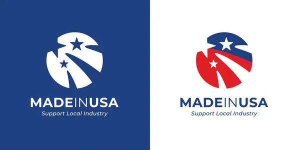 Feito Nos Eua Design Modelo Logotipo Emblema Marca Americana Estados — Vetor de Stock