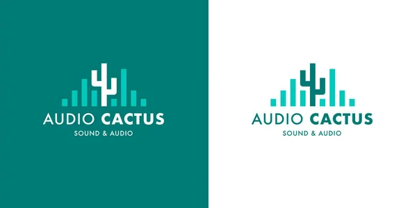 Creative Sound Wave Logó Sablon Modern Koncepcionális Audio Cég Kaktusz — Stock Vector