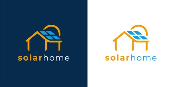 Шаблон Піктограми Логотипу Будинку Сонячної Енергії Сонячна Панель Даху Знаком — стоковий вектор