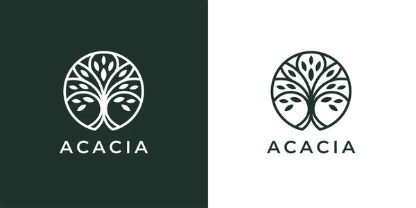 Modèle Icône Logo Arbre Cercle Design Abstrait Jardin Rond Plante — Image vectorielle