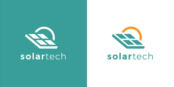 Solar Tech Azienda Logo Icona Modello Pannello Solare Cartello Solare — Vettoriale Stock