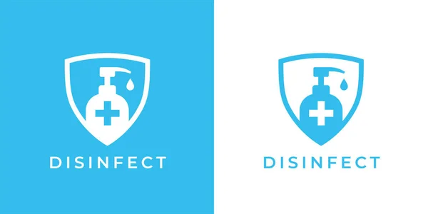 Desinfecte Logo Del Escudo Médico Icono Insignia Desinfectante Manos Símbolo — Archivo Imágenes Vectoriales