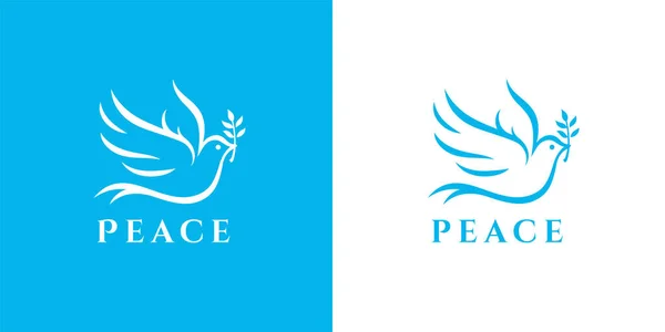 Flying Peace Dove Olive Branch Logo Symbol Spiritual Purity Sign — Stock Vector