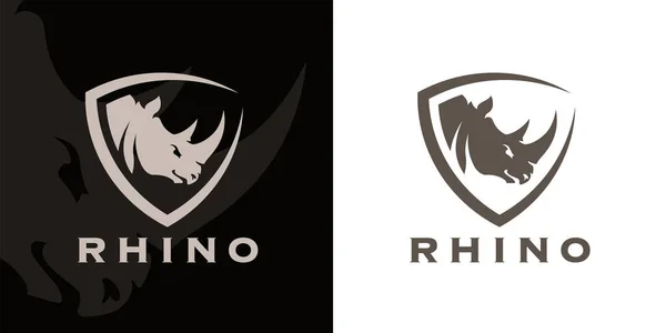 Conceito Rhino Cabeça Escudo Ícone Logotipo Empresa Emblema Identidade Marca — Vetor de Stock