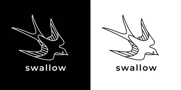 Slik Tattoo Lijn Pictogram Flying Bird Logo Embleem Snel Symbool — Stockvector
