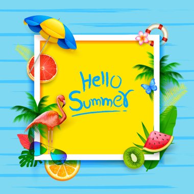 Yaz saati egzotik tropik poster tasarımı