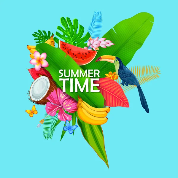 夏の時間エキゾチックな熱帯のポスター デザイン — ストックベクタ