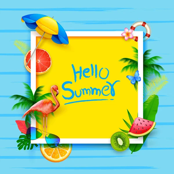 Yaz saati egzotik tropik poster tasarımı